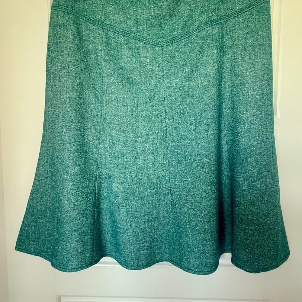 LOFT Teal Blue Green Tweed A-Line Skirt Women's Size 14 NWT